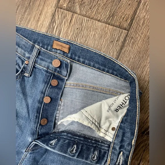 MOTHER Jeans Women Size 24 Blue The Tomcat Roller Groovy - Picture 12 of 16